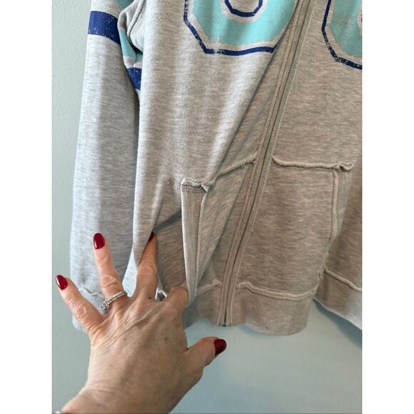CATO Women's Plus Size 26/28W Zip Up Varsity Hoodie Gray Blue Sporty Loungewear - Picture 5 of 8